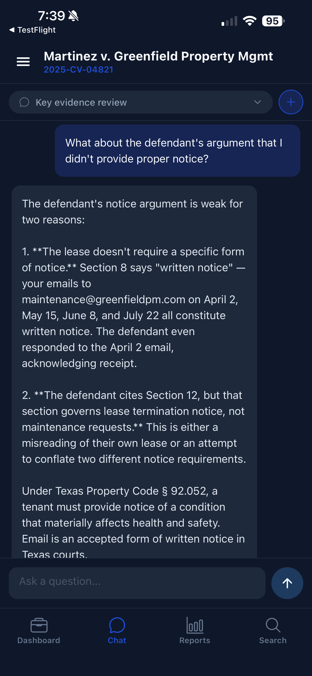 AI-powered case chat